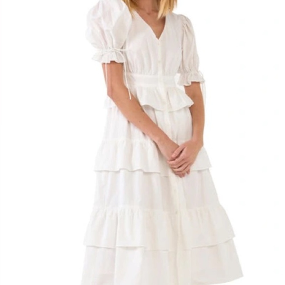 Elegant White Tiered Dress